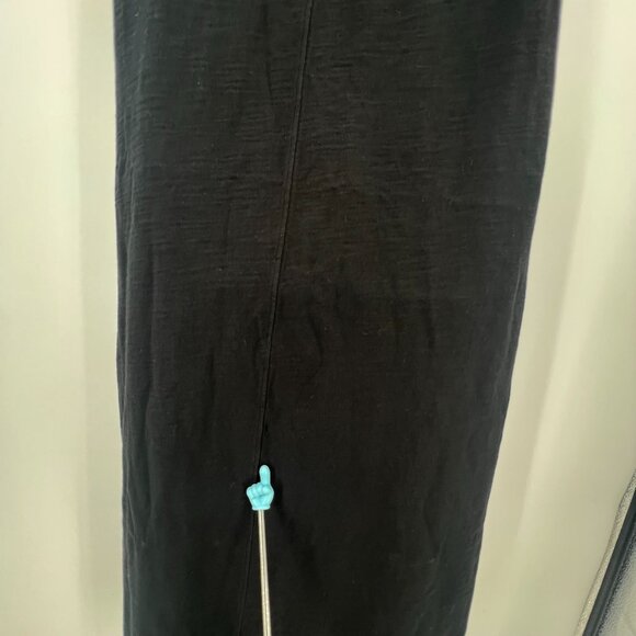 Lilla P Women's XL V-Neck Maxi Tank Dress Black Sleeveless Curved Hem Knit Shift - Picture 5 of 11